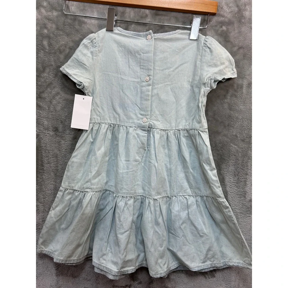 OshKosh Bgosh Toddler Girls Light Blue Tiered Smocked Chambray Dress 4T NEW